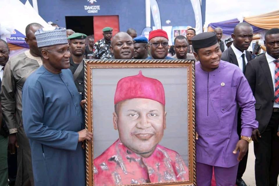 Dangote Excited After Receiving This Portrait Of Himself In Igbo Attire In Imo (Pics)