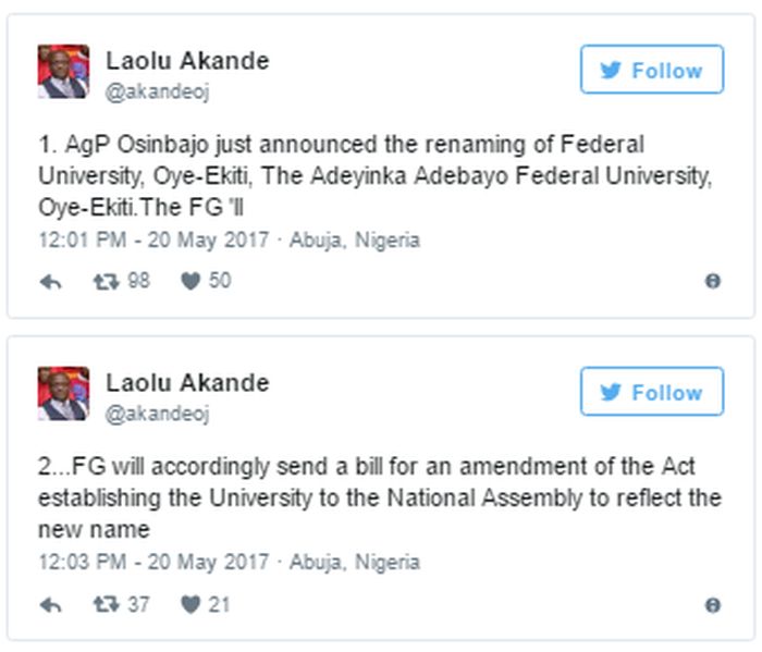 Nigeria Acting President Osinbajo Makes Historic Declaration In Ekiti