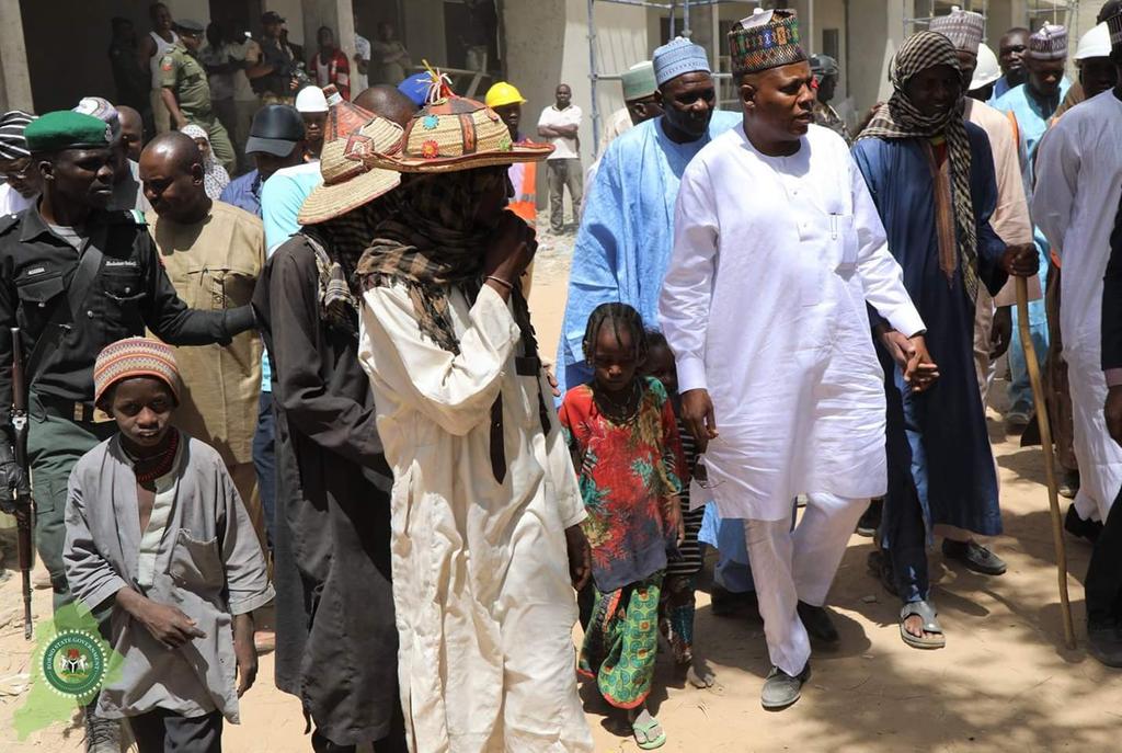Governor Shetimma Of Borno Spotted Moving And Shaking Hands With The Old And Poor Masses | Photos
