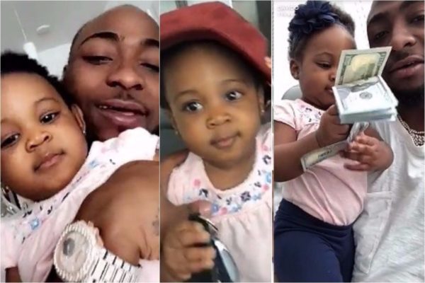 Baddest! See As Davido's 1-Year-Old Daughter Plays With Dollar Notes