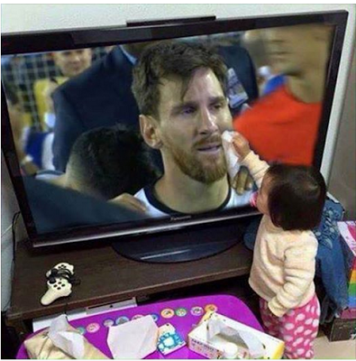 Aww! Little girl tries to wipe Lionel Messi's tears after they lost Copa America finals