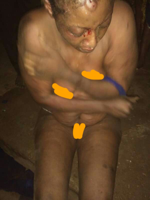 Female Kidnapper Caught In Oyo, Stripped Uncladd By Mob (Photos)