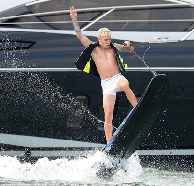 Justin Bieber Goes Wakeboarding In Just His White Calvin Kleins