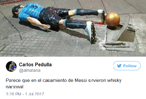 Luis Suarez Statue Vandalised After Attending Lionel Messi's Wedding [See Photo]