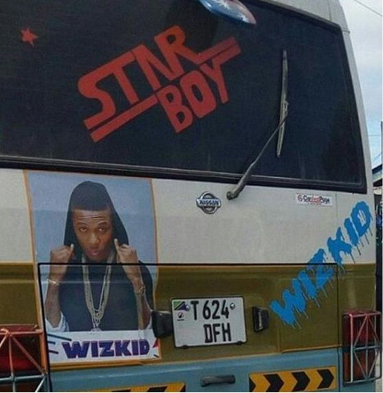 Checkout this poster of Wizkid on a commercial bus in Tanzania