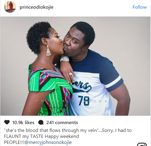 Aww! Read What Mercy Johnson's Husband After Sharing Photo Of Him Kissing Her
