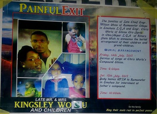 See The Heartbreaking Obituary Of The Family Of 6 Killed By Generator Fume In Port Harcourt