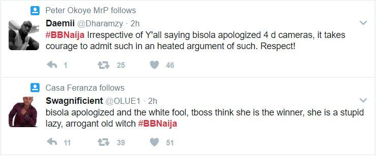#BBNaija: Watch the heated argument between TBoss & Bisola this morning