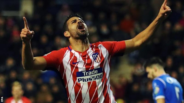 INCREDIBLE! Striker Diego Costa Scores Just 5 Minutes Into His Atletico Madrid Return (Photo)