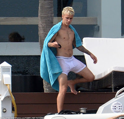 Justin Bieber Goes Wakeboarding In Just His White Calvin Kleins
