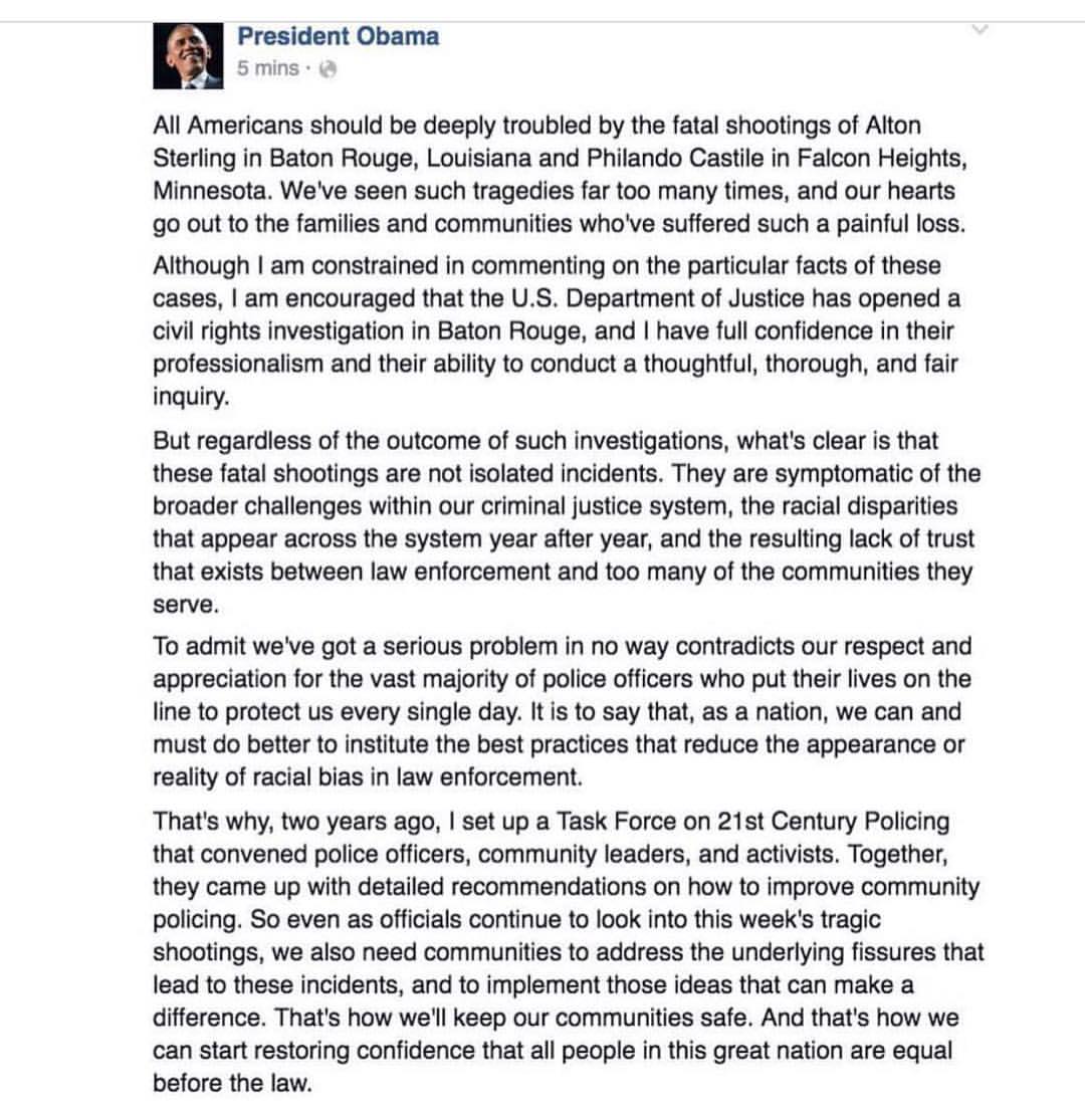 President Obama speaks on the deaths of Alton Sterling and Philando Castile