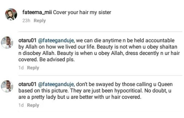 'You Are Better With Your Hair Covered' - Man To Kano Governor's Daughter Fatima Ganduje