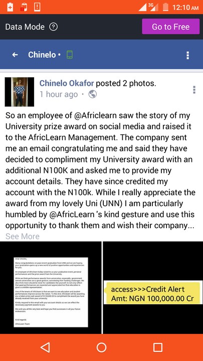 Update! UNN Best Student Who Got N26k From Her School, Gets N100k Alert From A Company (Photo)