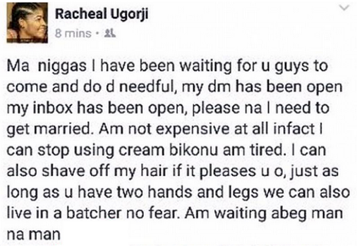 'Man Na Man', Nigerian Lady Takes To Social Media To Beg For Husband [Photos]