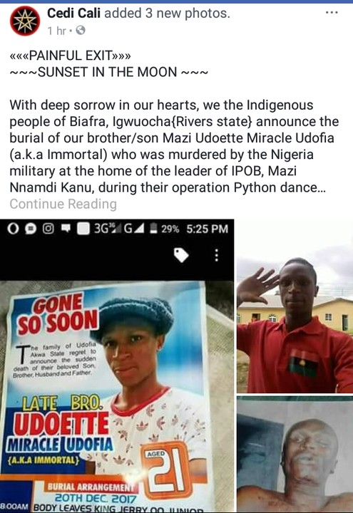 Burial Poster Of IPOB Member Killed At Nnamdi Kanu's House (Graphic Photos)