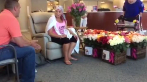 Internet In Tears After Man Surprises Wife On Her Final Chemo Treatment With 500 Flowers