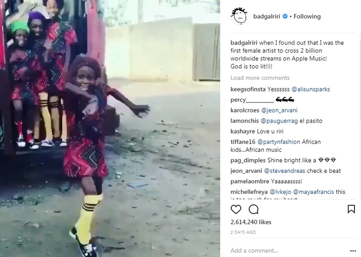 Rihanna Reacts To Ikorodu Kid Dance Group's Love (Picture)