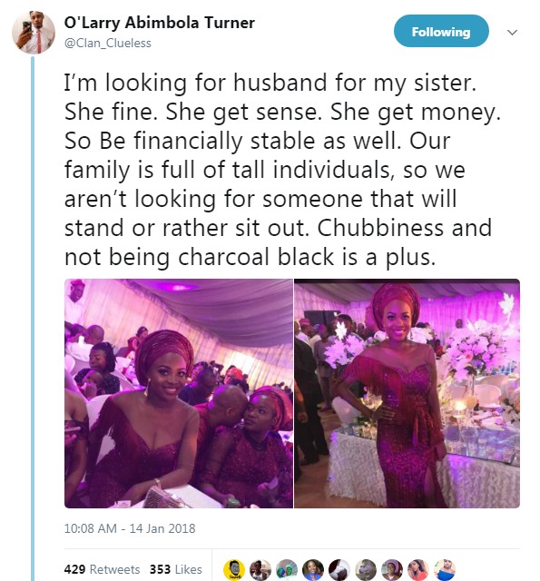 This Nigerian Man Is Looking For A Husband For His Sister (Photos)