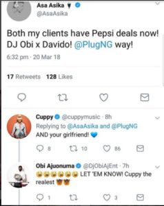 DJ Cuppy, Davido's Manager Are Rated Best Nigerian Celebrity Couple (See Why)