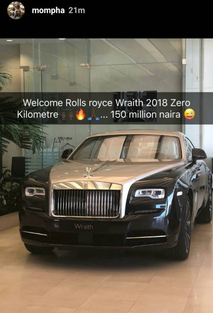 Nigerian Big Boy, Mompha Splashes N150m For New Rolls Royce Wraith 2018 (Photo)