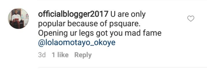 Peter 'P-Square' Okoye's Wife, Lola Omotayo Blasts Blogger Over Insulting Comments