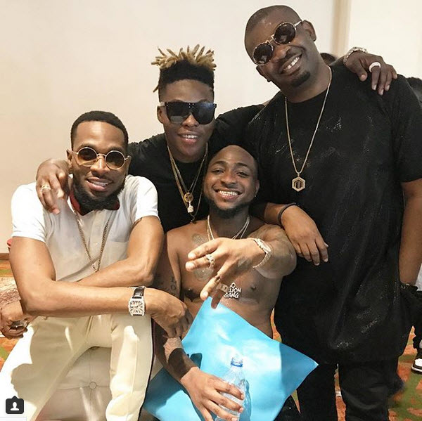 Shirtless Davido Pictured With D'banj, Don Jazzy And Reekado Banks