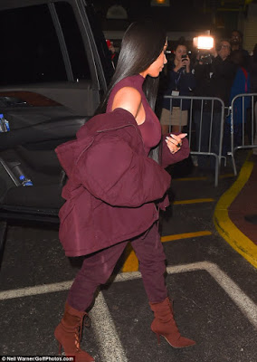 Kim Kardashian Attends Yeezy Season 5 Fashion Show Brahless (Photos)