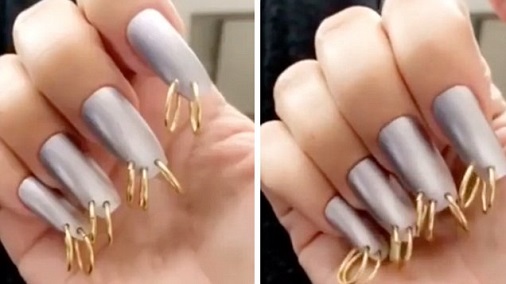 Kim Kardashian Starts New Trend As She Shows Off Pierced Nails