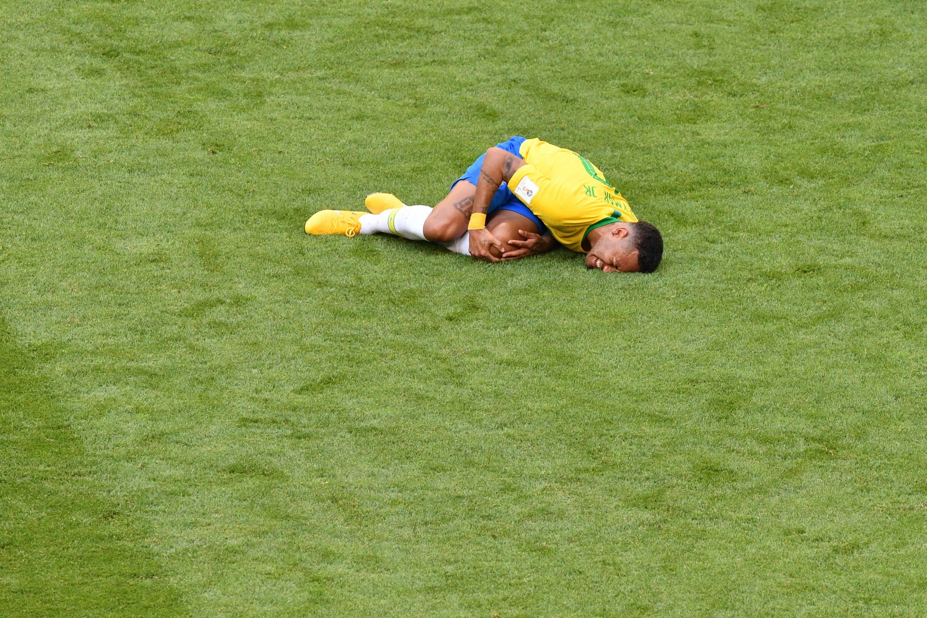 Neymar's diving at the World Cup means he has spent 14 minutes on the ground so far for Brazil