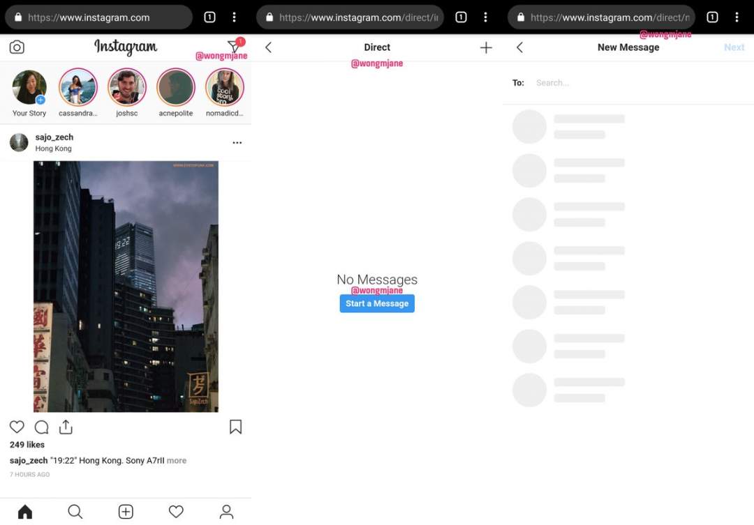 Instagram is now testing a web version of Direct messages
