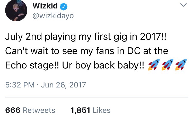 Wizkid Reveals Why He Hasn't Performed At Any Shows Since 2017 Kicked Off
