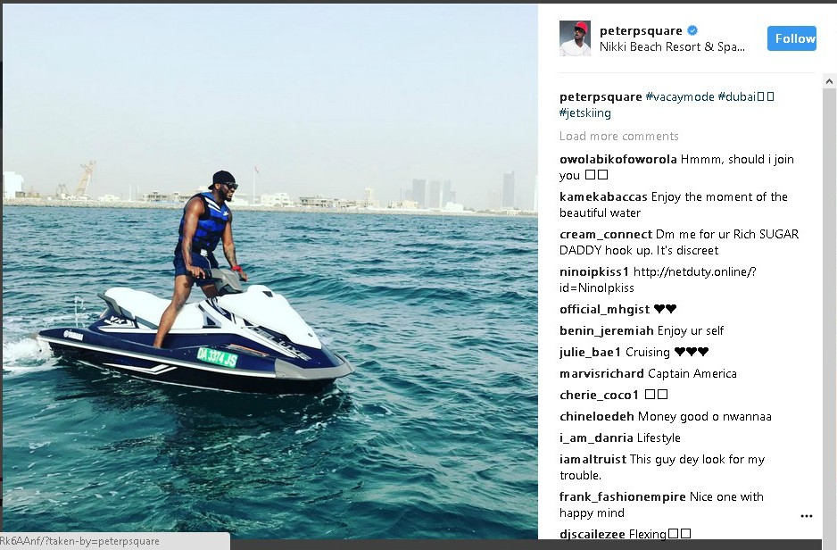 Peter Okoye Jet Skiing His Sorrows Away In Dubai Vacation