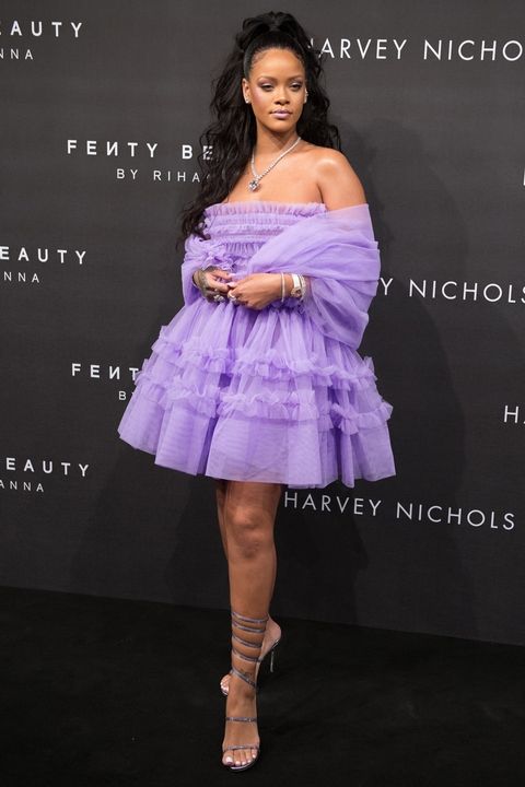 Rihanna dazzles in a lilac gown at Fenty Beauty LFW launch