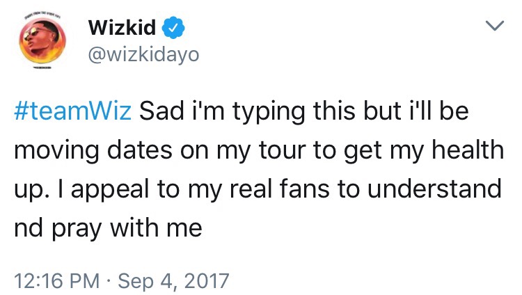 'If I Die Today; I Die A Legend' - Wizkid Reveals As He Battles Unknown Ailment