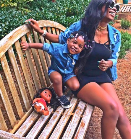 Davido's Babymama Sophie & Daughter Imade Rock Matching Denim Outfits In Atlanta (Photos)