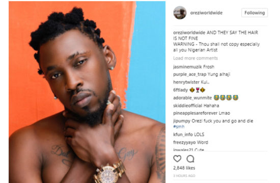 Singer Orezi Flaunts New Hairstyle; Warns Other Celebs Not To Copy