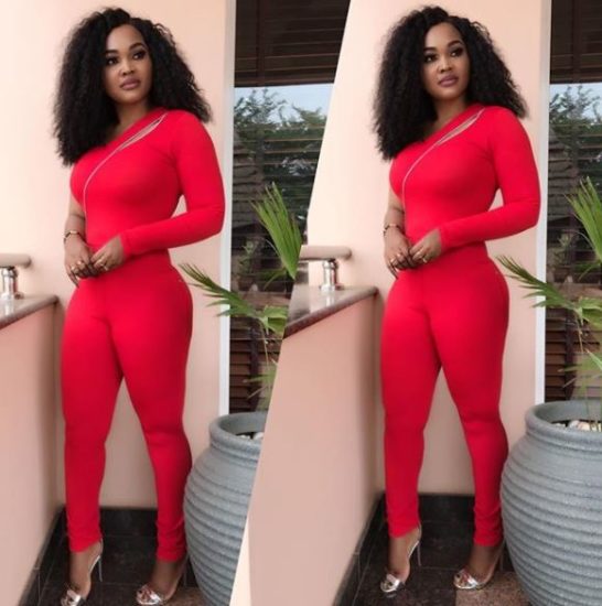 Mercy Aigbe Steps Out Looking Magnificent In Red Jumpsuit