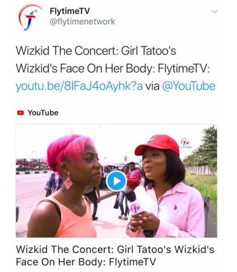 Wizkid Commence Search For The Female Fan That Tattooed His Face On her Back