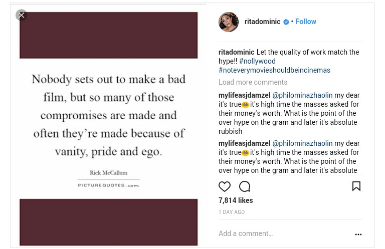 Rita Dominic Shakes The Nollywood Table Says 'Let The Quality Of Work Match The Hype'