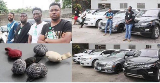 EFCC Arrests 4 Yahoo boys With Charms and Luxury Cars (Photos)
