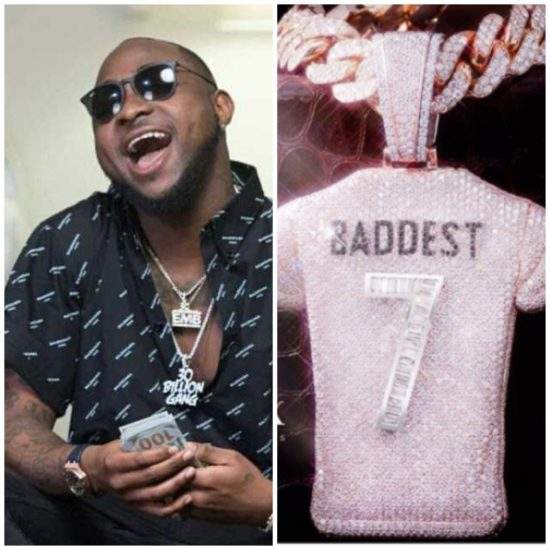 Davido Gets New Branded Ice Neck-piece From Icebox With The Number '7' Crested On It (Photos)