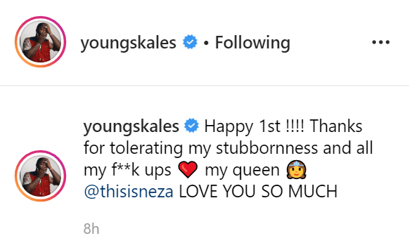 Skales & Girlfriend Neza celebrate 1st Anniversary ❤️