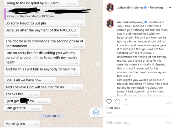 Ubi Franklin Speaks On Gratitude After His Encounter With Someone That Needed Help In 2018