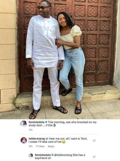 'She Has A Boyfriend' - Femi Otedola Tells Man Wooing His Daughter