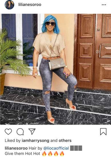 F7201BE7 F6D8 429A BC03 A550B01D1876 Lilian Esoro flaunts new blue hairstyle
