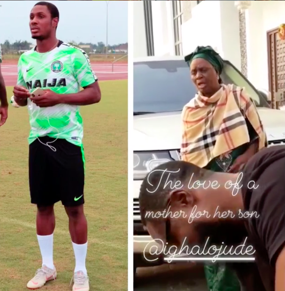 Odion Ighalo is still his Mum's Baby ? (Video)