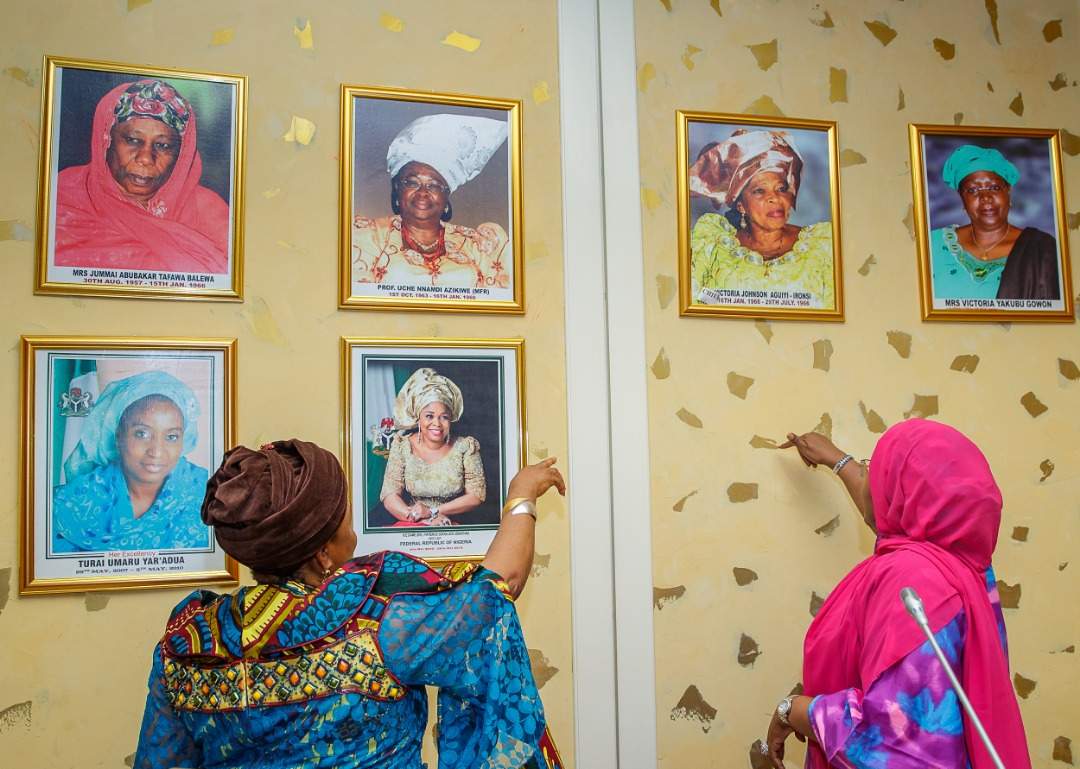 Aisha Buhari, Patience Jonathan Meet In Aso Rock (Photos)