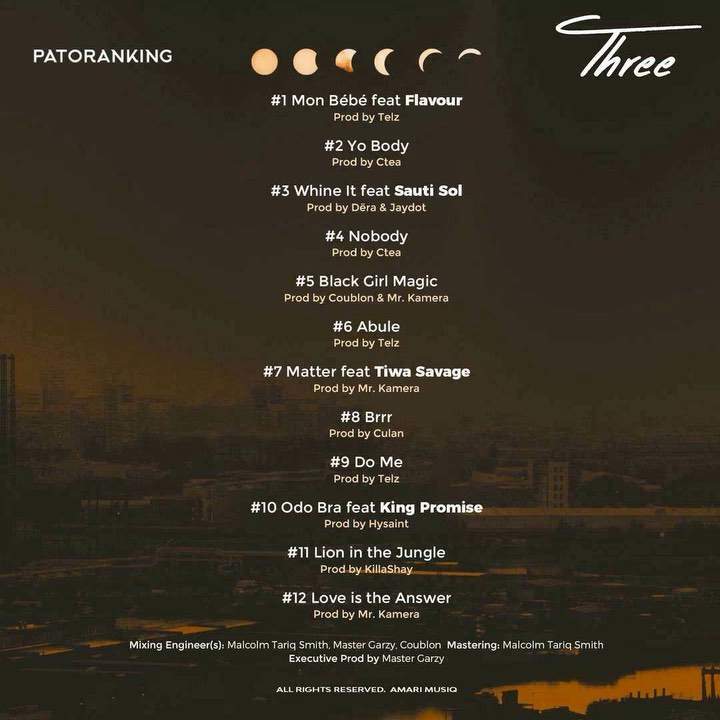 We've Got the Tracklist for Patoranking's Forthcoming Album 'THREE'