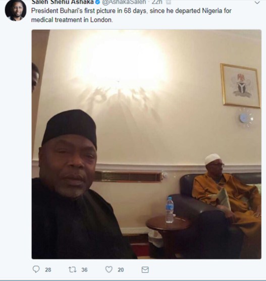 'First photo' of President Buhari, surfaces 68 days after leaving Nigeria for London