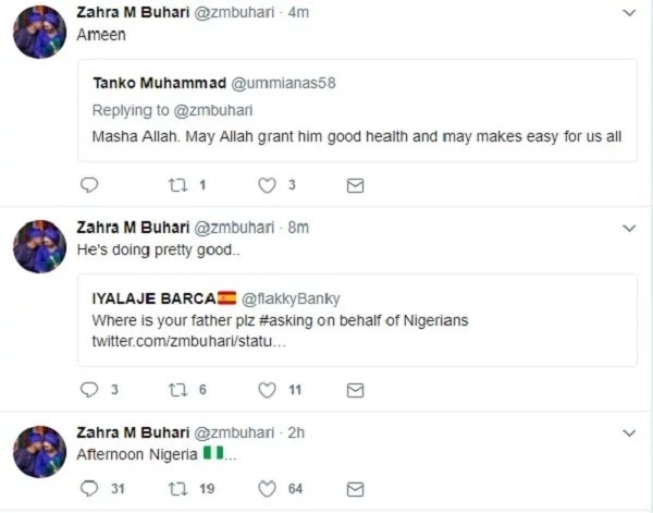 Zahra Buhari opens up on her father's health status
